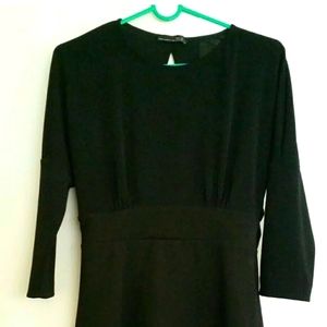 Zara LBD black dress cut out back M EUC batwing dolman 3/4  Sleeves